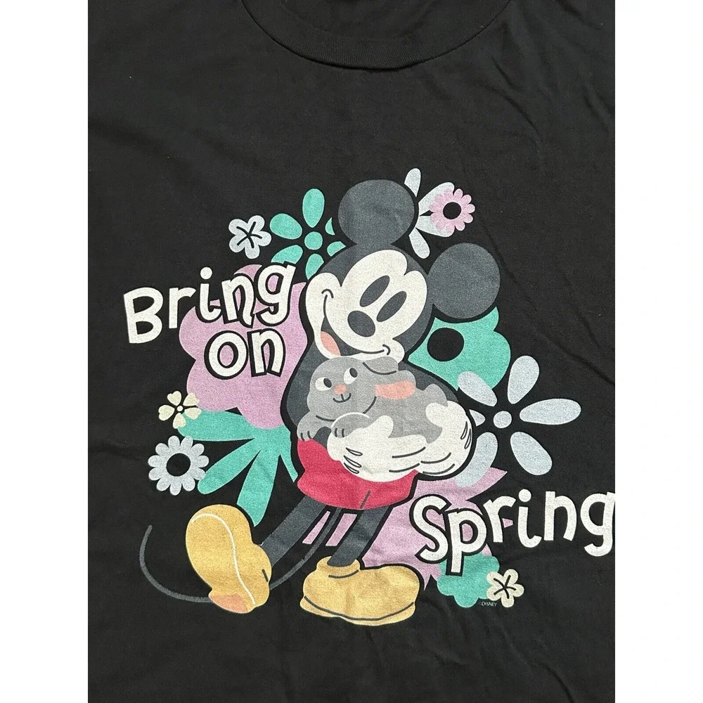 Disney Mickey Mouse with Easter Bunny Rabbit Bring‎ on Spring Shirt Size L